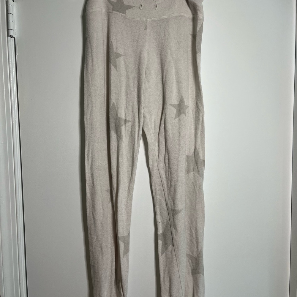 Sundry Cream Knit Pajama Leggings with Logo Tag